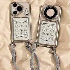 電気メッキ透明カードバッグライン子犬は華為mate60Pro携帯ケースに適用されます。
