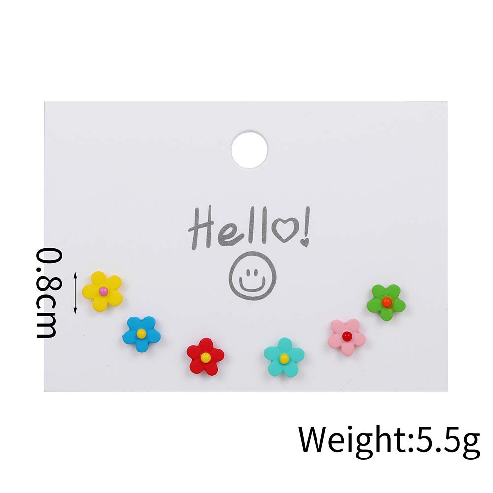 Cute Cartoon Plastic Enamel Womenu0027S Ear Studs 3 Pairs