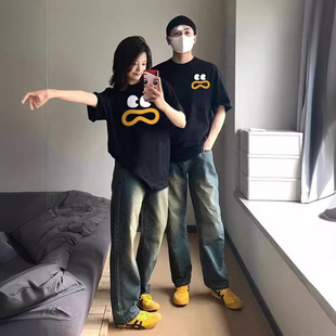 Couple Wear Pure Cotton Short-Sleeved T-Shirt 2025 Summer New Niche Men's and Women's Tops Trendy Brand Class Uniforms