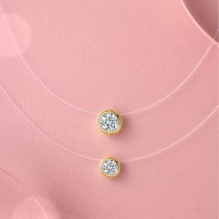 SUNNYZOO｜人鱼泪同款隐形线坠子925纯银透明鱼线火彩莫桑石项链