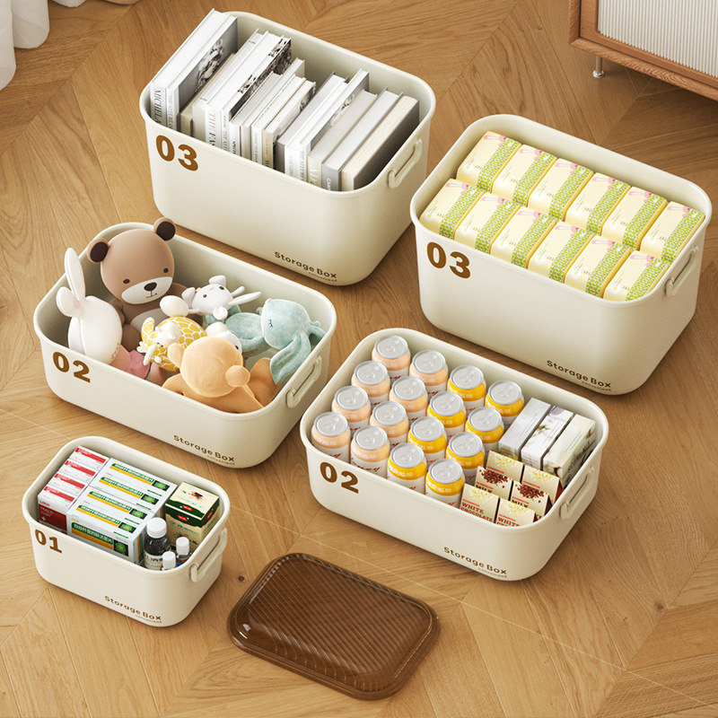 収納ボックスのデスクトップの雑物の間食の長方形の整理ボックスの家庭用カバー付きのプラスチック収納ボックスのプラスチック収納ボックス|undefined
