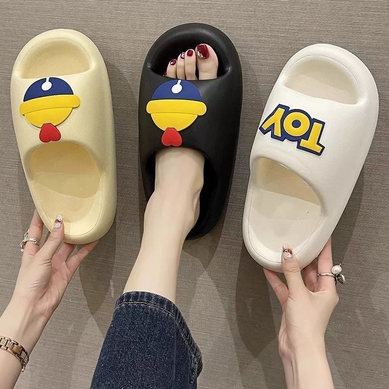 Тихие тапочки из ЭВА, нескользящие женские уличные тапочки на высокой подошве, домашние домашние тапочки с дезодорантом на толстой подошве, мультяшные тапочки из ЭВА