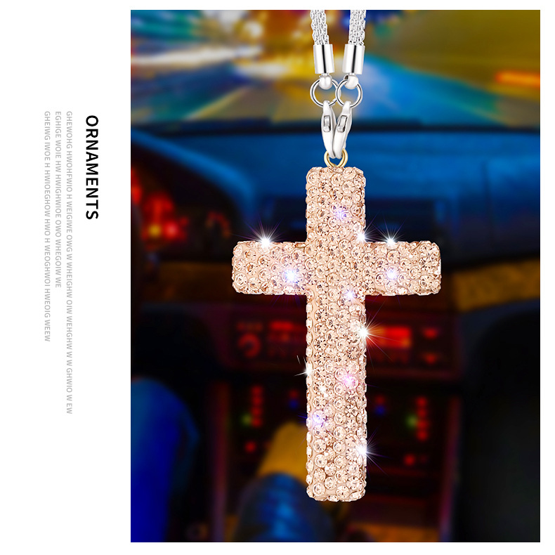 Diamond Cross Stainless Steel Accessories Car Pendant Car Hanging High-end Car Hanging Pendant Diy Jewelry Bracelet