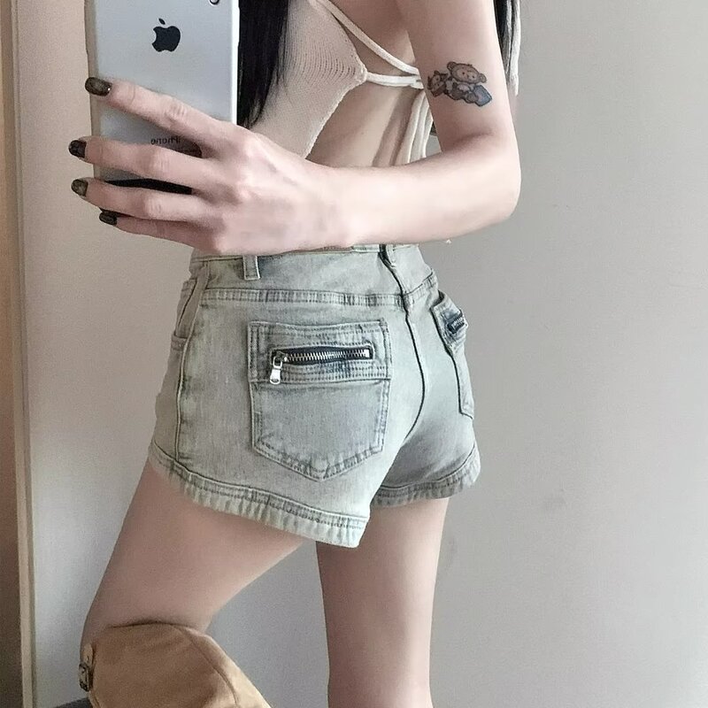 2026 Summer Black High-Waisted Denim Shorts Women's Summer Outerwear Sexy Slimming Loose A-Line Wide-Leg Hot Girl Pants
