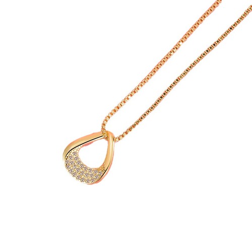 Diamond-inlaid water drop necklace unique geometric pendant for women new high-end niche design retro sweater chain