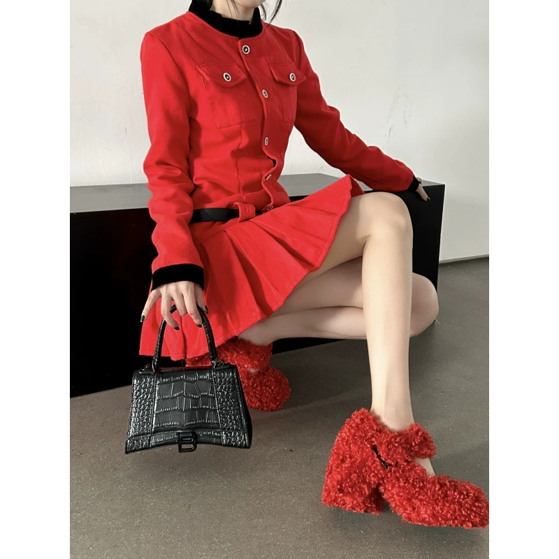 Net Red Nizhong дизайн кекс с толстым подошвением толстый каблук водонепроницаемый стол женская обувь Mary Jen одиночные туфли увеличены, чтобы быть тонкими и модными в Европе и Америке