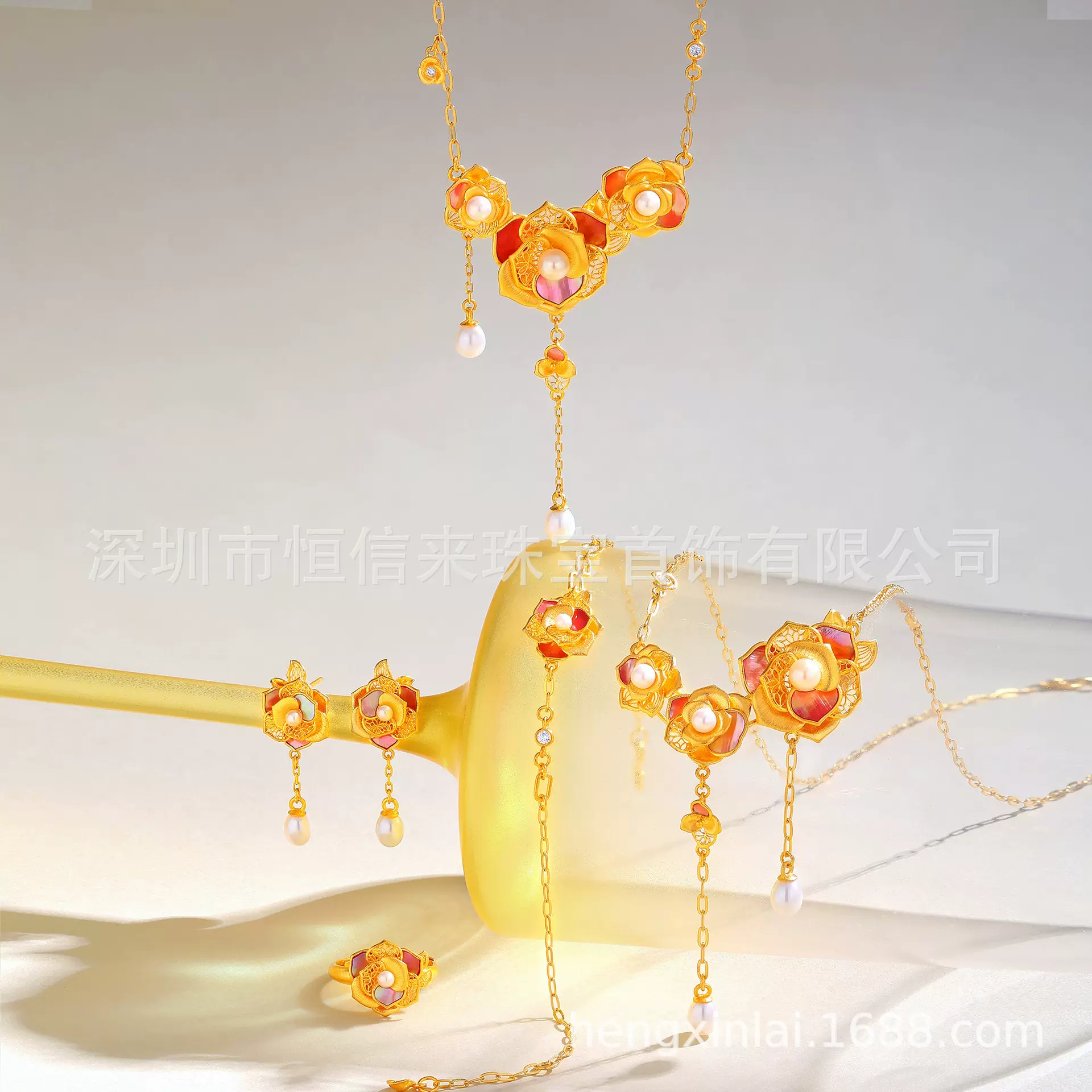 黄金珠宝套装设计和制造支持原创珠宝套装加工金银铜珠宝套装制造