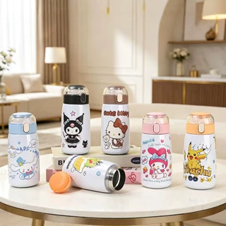 卡通儿童壶保温杯弹盖带提环304不锈钢学生便携吸管杯防摔水杯