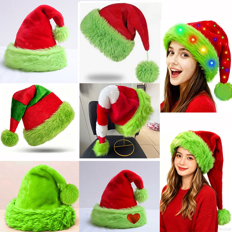 Cross-border exclusive supply of Christmas hats for adults and children, thickened Christmas hats for Christmas party decoration Cross-border exclusive supply of Christmas hats for adults and children, thickened Christmas hats for Christmas party decoration