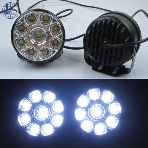 Factory direct sales daytime running lights, round 9LED daytime running lights, automotive general LED fog light modification, daytime running lights