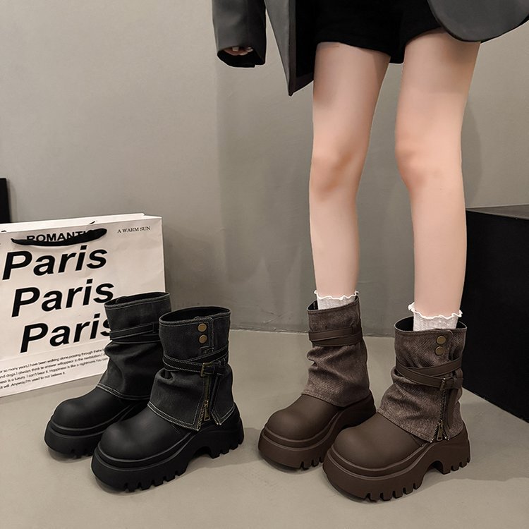 Vintage Melad Martin Boots for Women 2025 Autumn/Winter New Thick-Soled Slouch Boots with Unique Design Motorcycle Ankle Boots Vintage Melad Martin Boots for Women 2025 Autumn/Winter New Thick-Soled Slouch Boots with Unique Design Motorcycle Ankle Boots