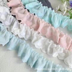 5 センチメートル幅綿刺繍レースしわレースハート型スカートネックライン袖口帽子装飾服 DIY アクセサリー