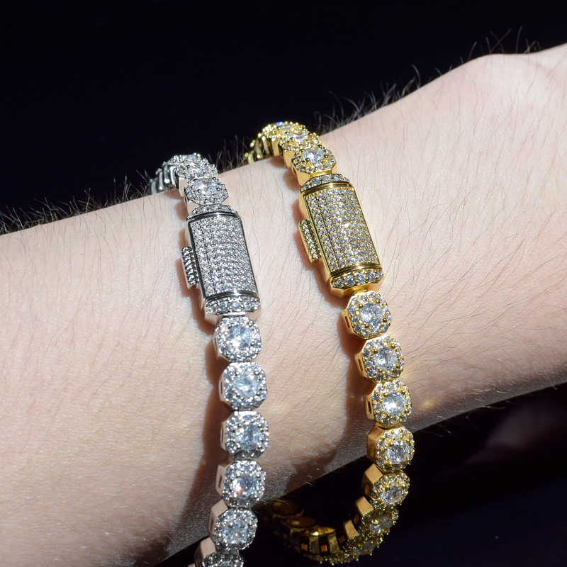 5A Zircon Ice Sugar Tennis Bracelet 6m European and American Hip-Hop Men's Trendy Brand Diamond-Encrusted Bracelet Factory Wholesale 5A Zircon Ice Sugar Tennis Bracelet 6m European and American Hip-Hop Men's Trendy Brand Diamond-Encrusted Bracelet Factory Wholesale
