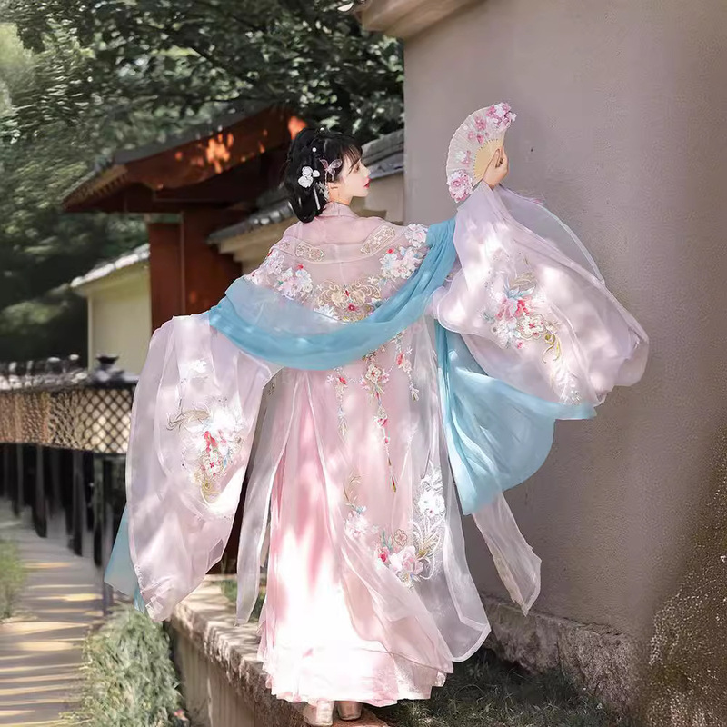 Original New Hanfu Tang Heavy Industry Embroidered Big Sleeve Chest-length Skirt Cardigan Antique suit Summer Elegant Thin Original New Hanfu Tang Heavy Industry Embroidered Big Sleeve Chest-length Skirt Cardigan Antique suit Summer Elegant Thin