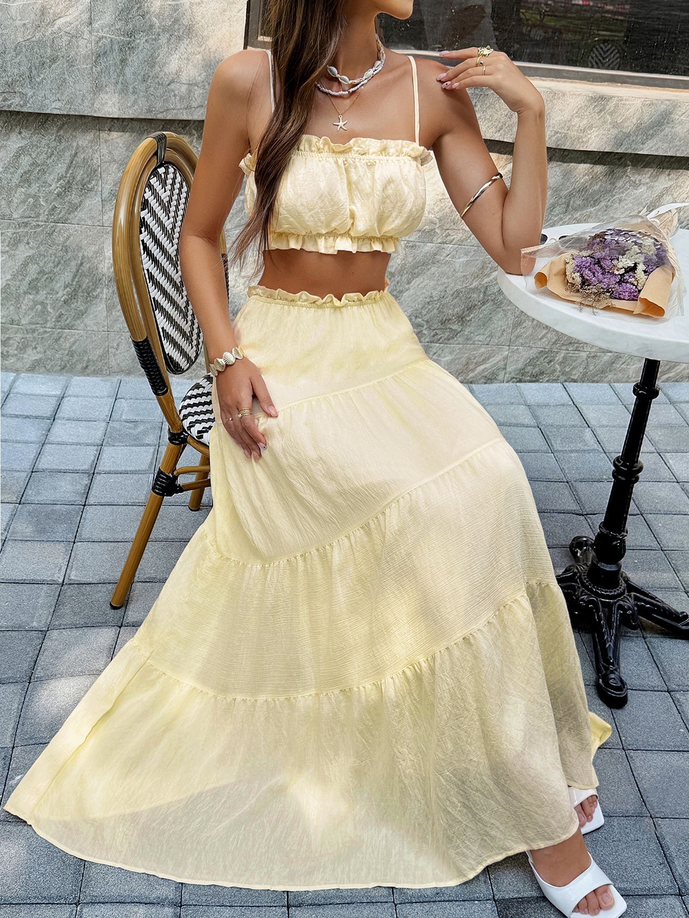 Women's Clothing Elegant European And American Style Strapless Dress Set For Women Spring Summer Vacation Fashion_ecoleips.com