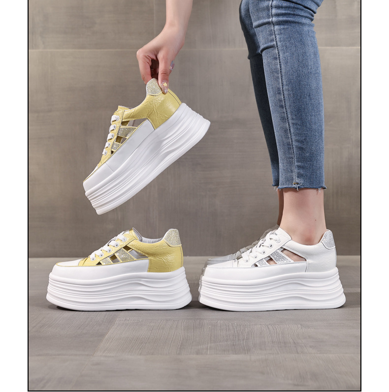 Giày sneaker nữ đế dày chunky khoét lỗ phối trắng dễ thương — Màu trắng chi tiết 17