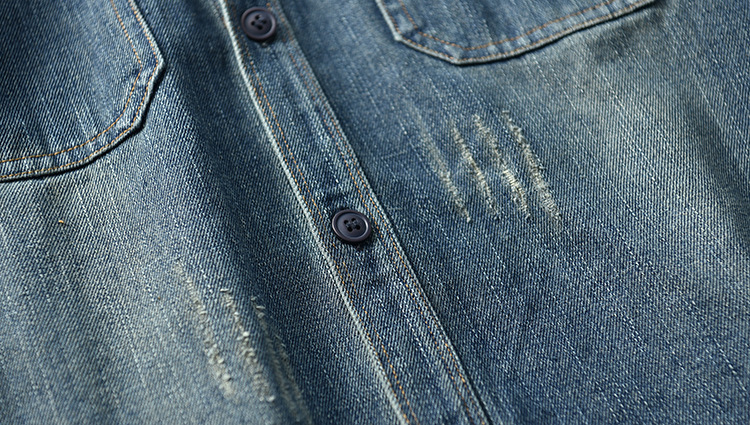 Vintage Washed Denim Overshirt For Men Loose Workwear Jacket_voghion.com