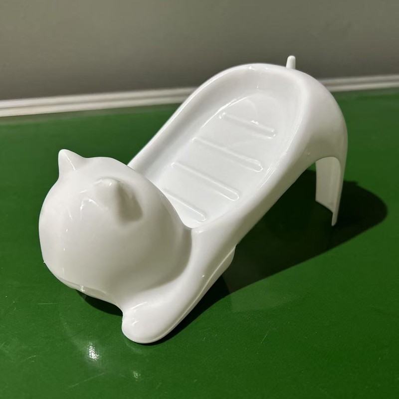 创意卡通猫咪塑料肥皂盒可爱浴室香皂盒置物架卫生间沥水肥皂|undefined