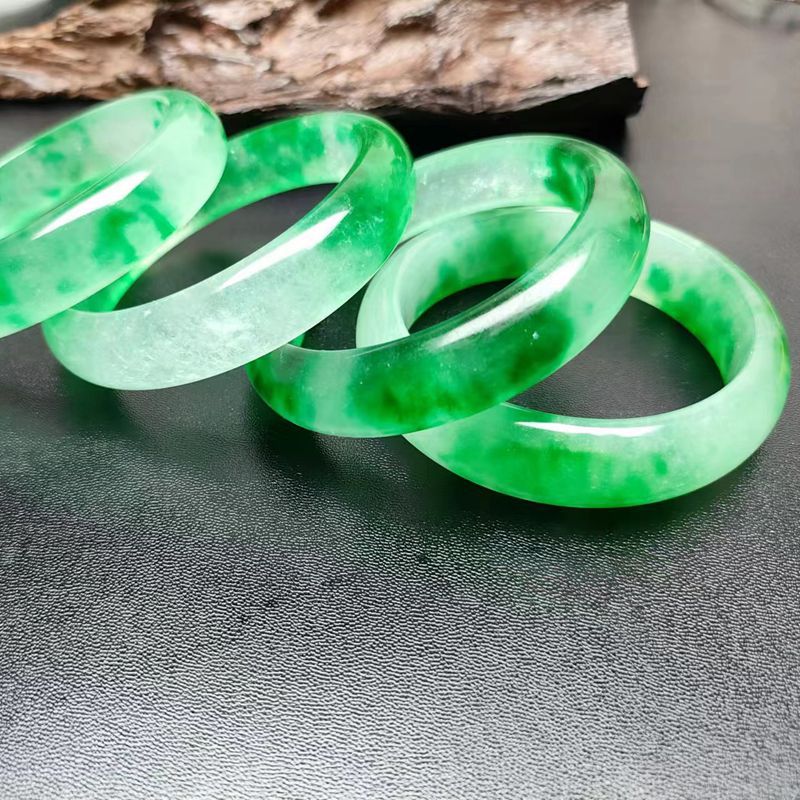 바산 옥 팔찌 B급 팔찌 석영암 옥 떠다니는 꽃 옥 팔찌 콩 녹색 오일 투명 바산 옥 두롱 옥