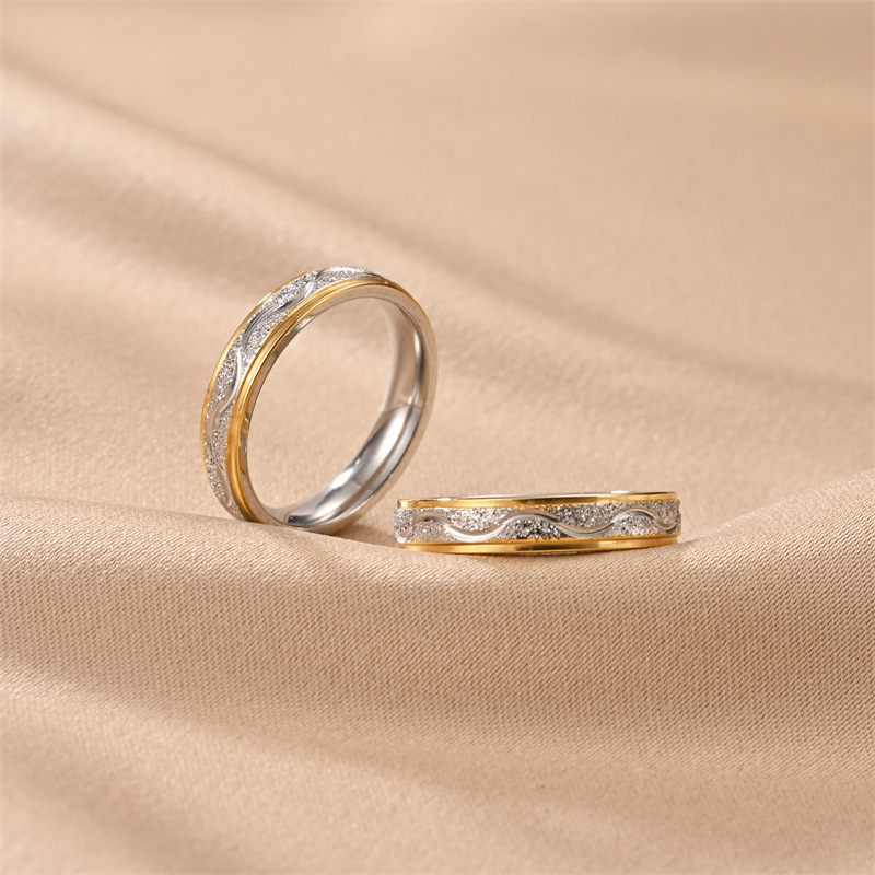 Anillo Doble para Parejas de Acero de Titanio, Resistente a la Decoloración