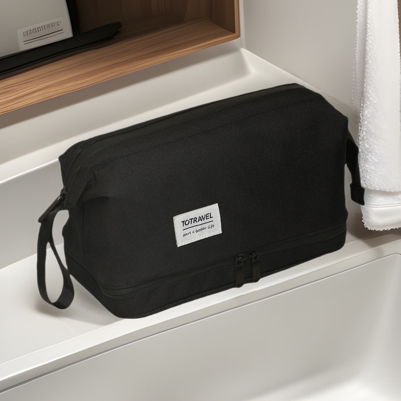 New Large Oxford Cloth Toiletry Bag Double Layer Dry and Wet Separate Men's Cosmetic Bag Large Capacity Ins Style High Color Value
