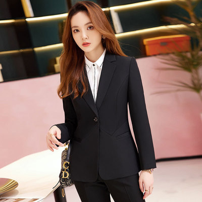 2022秋冬职业装女新款气质修身西服面试正装前台工作服套装女826
