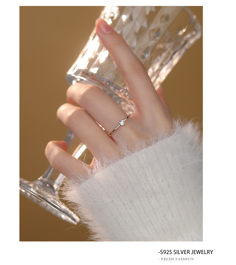 Open Rings, Rings Classification 1 Piece 925 Sterling Silver Colorful Heart Shape Zircon Open Rings Rings