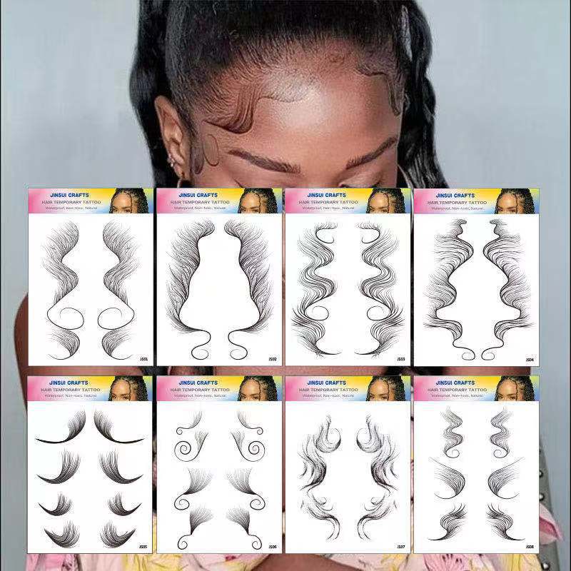 8 types of hairline tattoo stickers baby...