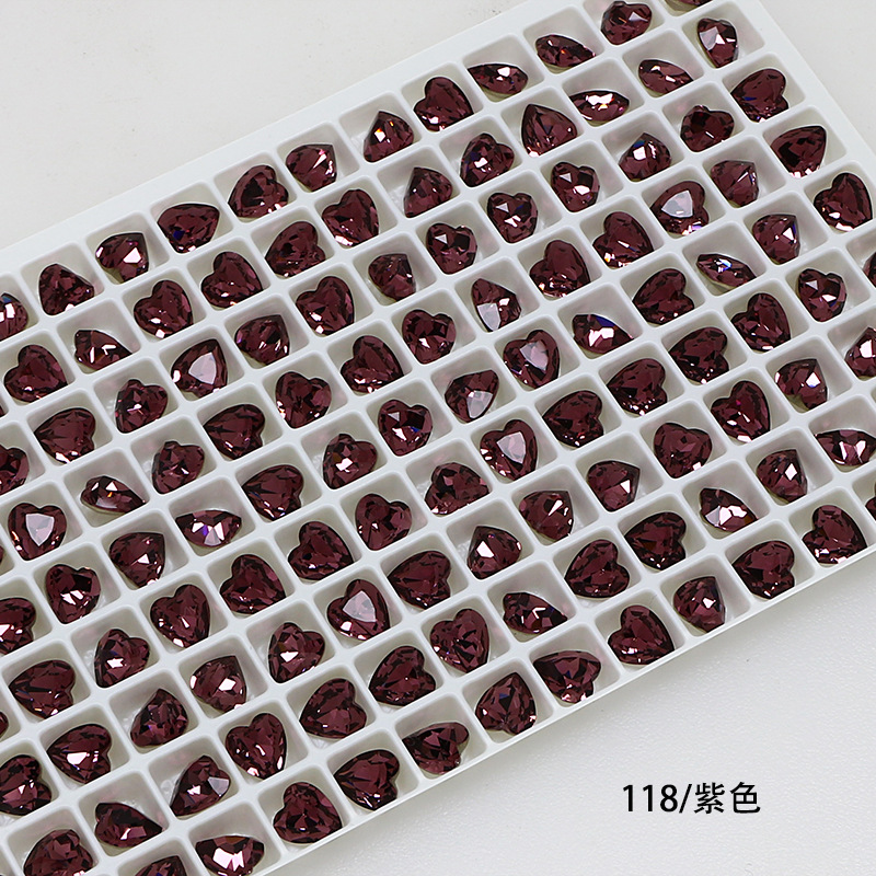 Dongzhou Crystal 6.5MM diamante de vidrio de fondo puntiagudo en forma de corazón de melocotón diamante de forma especial con fondo chapado en plata real