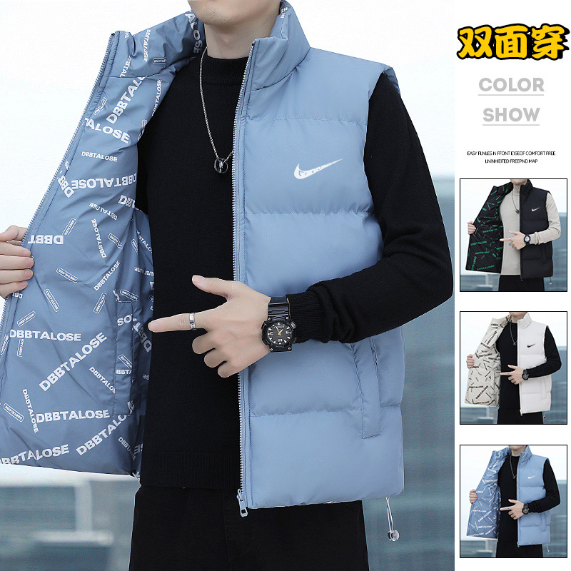 Demi-season warm double-sided vest with down for men and women