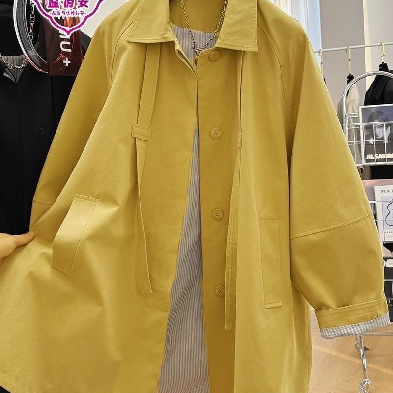 New Style, Loose and Casual Mid-Length Windbreaker for Women, Spring and Autumn Thin Style, Trendy Workwear Jacket