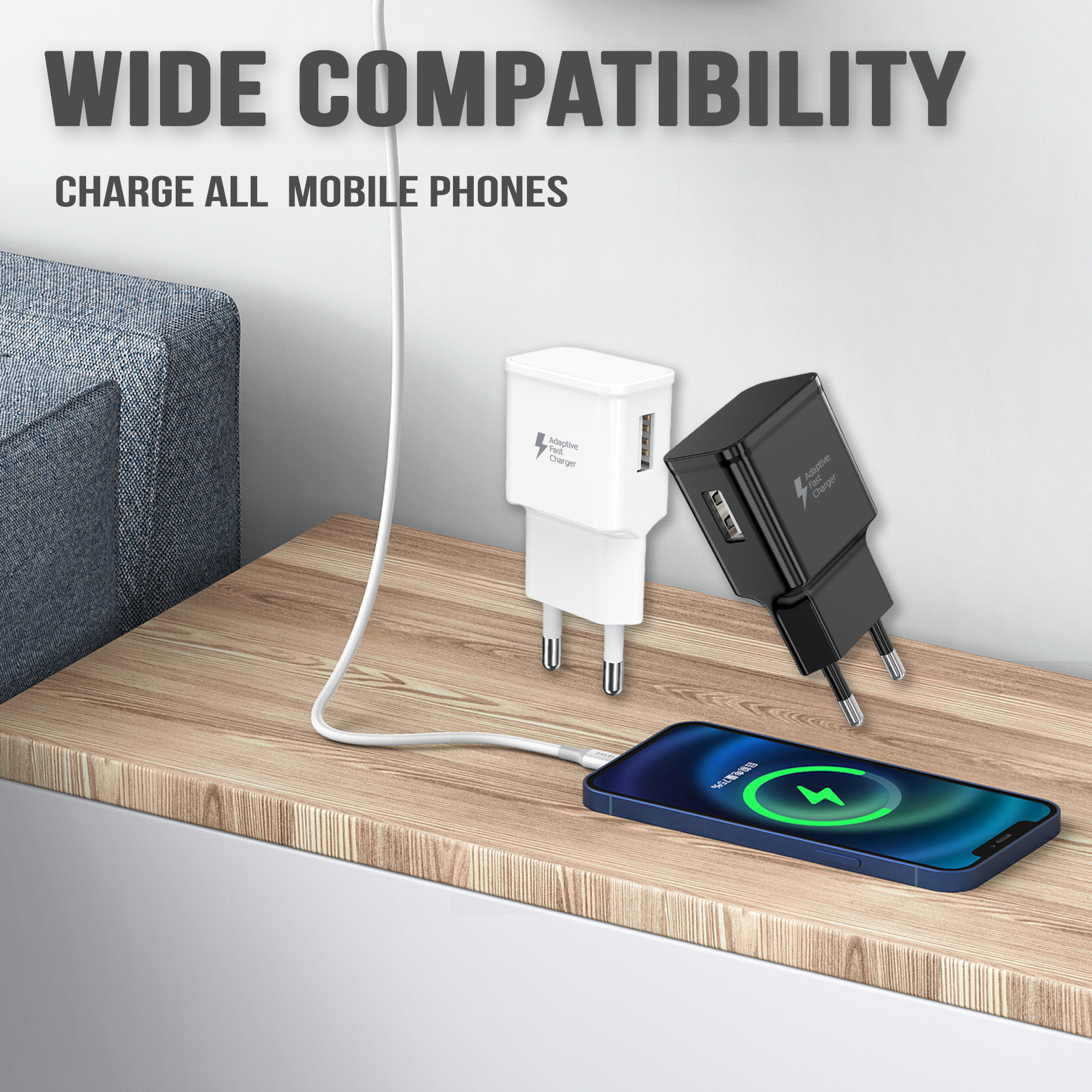 QC3.018W快充头 充电头数据线套装 电源适配器充电器套装批发