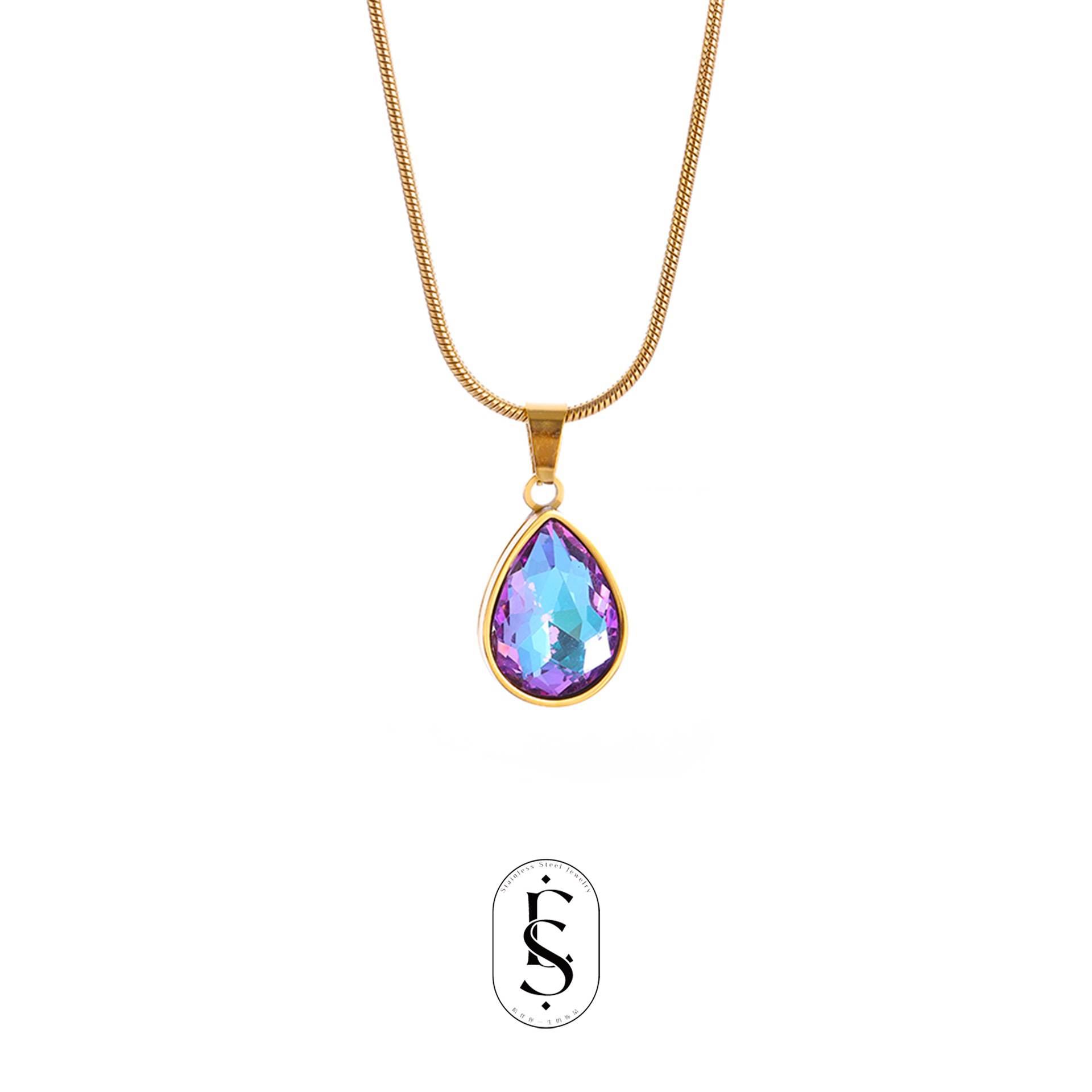 crystal necklace drop-shaped