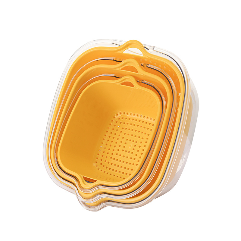 Cesta de lavado de vegetales de doble capa PET transparente cesta de drenaje hogar cocina cesta de vegetales plato de fruta lavabo de lavado de frutas multifuncional