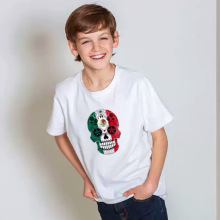 跨境亚马逊儿童短袖T恤美国骷髅男童卡通新款夏季t恤打底衫外贸