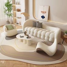 奶油风云朵沙发小户型客厅法式简易网红棉花糖美甲店北欧简约沙发