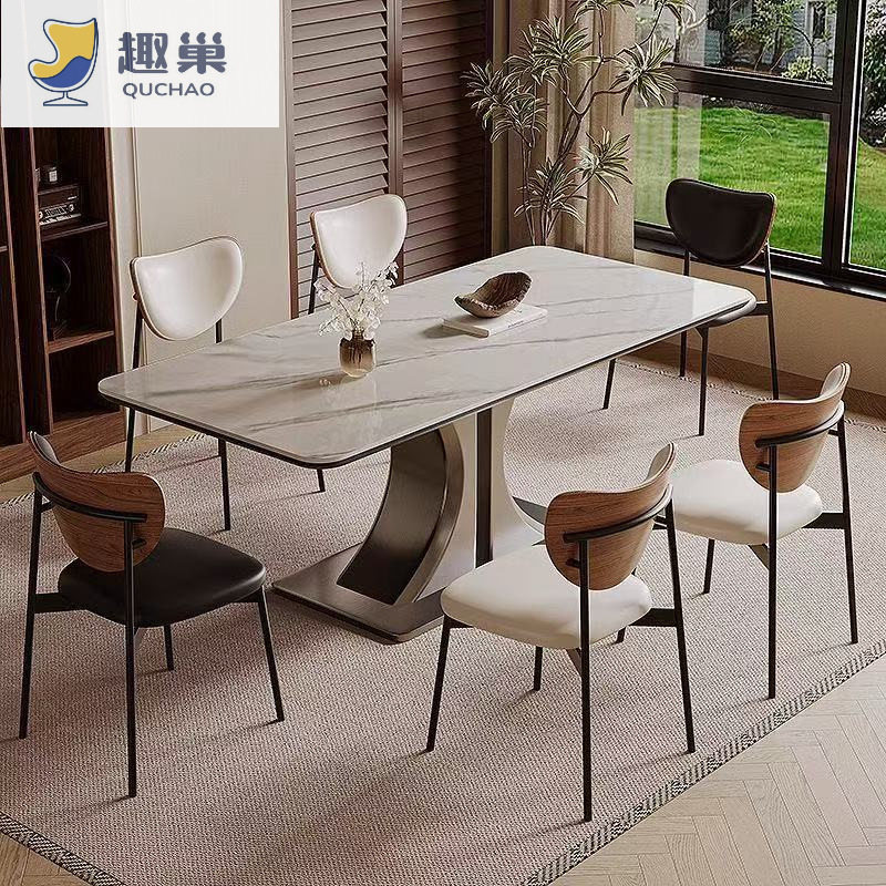 Slate Dining Table with Full Bottom Plate, Light Luxury Modern Dining Table, Stable and Durable New Dining Table, Rectangular Italian Dining Table