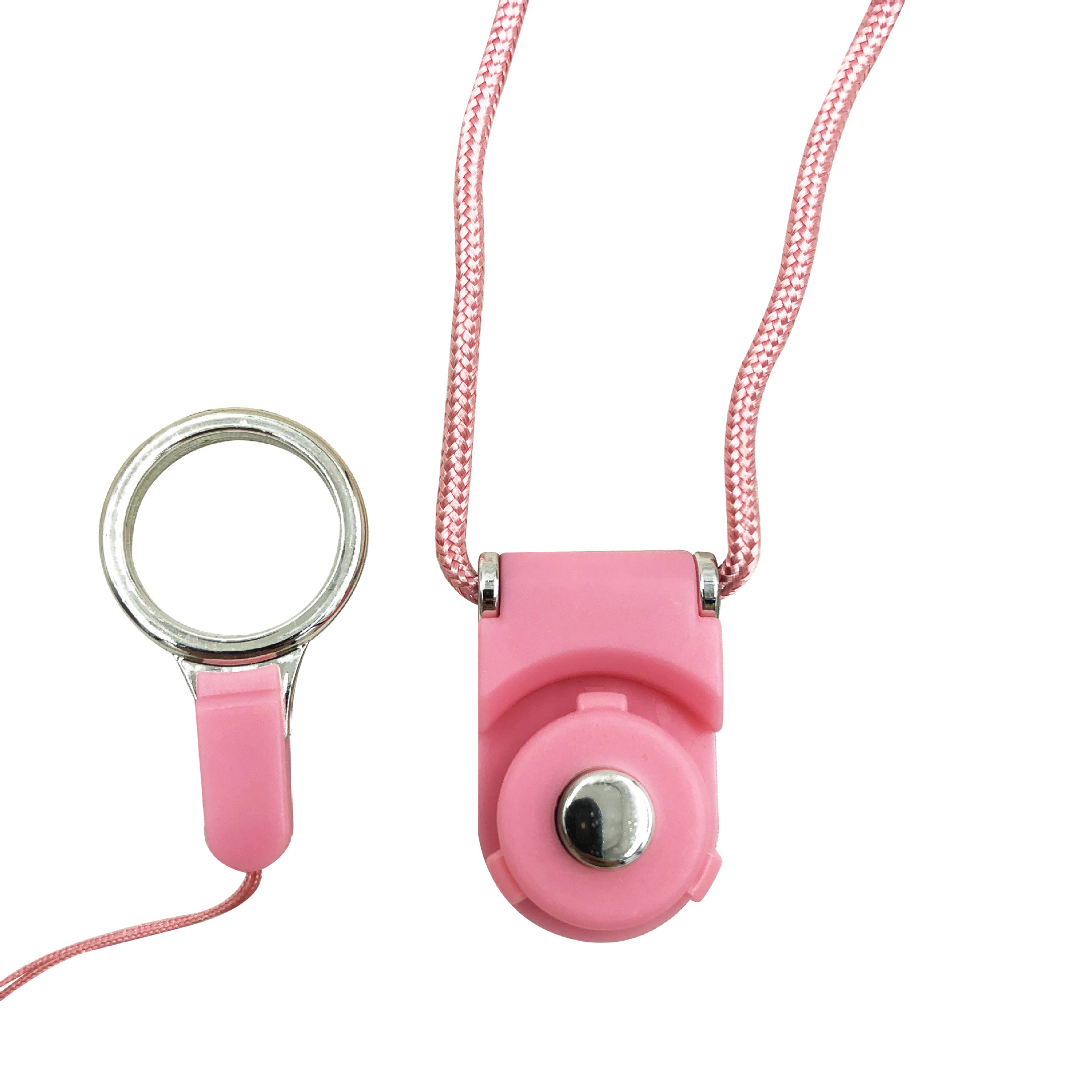 Cordón de teléfono móvil dos en uno hebilla de metal giratoria desmontable Cordón de teléfono móvil certificado de trabajo Halter Honda larga