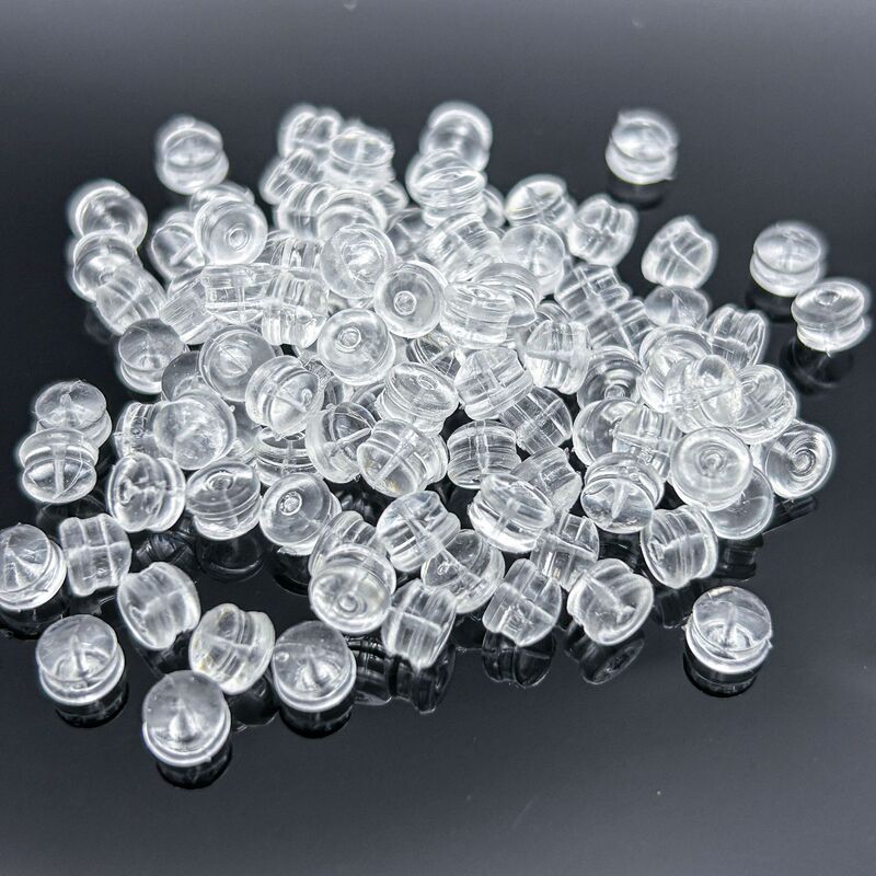 Soft transparent plastic hamburger ear plugs DIY earring accessories, earring back stoppers, ear cap fixing rubber plugs Soft transparent plastic hamburger ear plugs DIY earring accessories, earring back stoppers, ear cap fixing rubber plugs