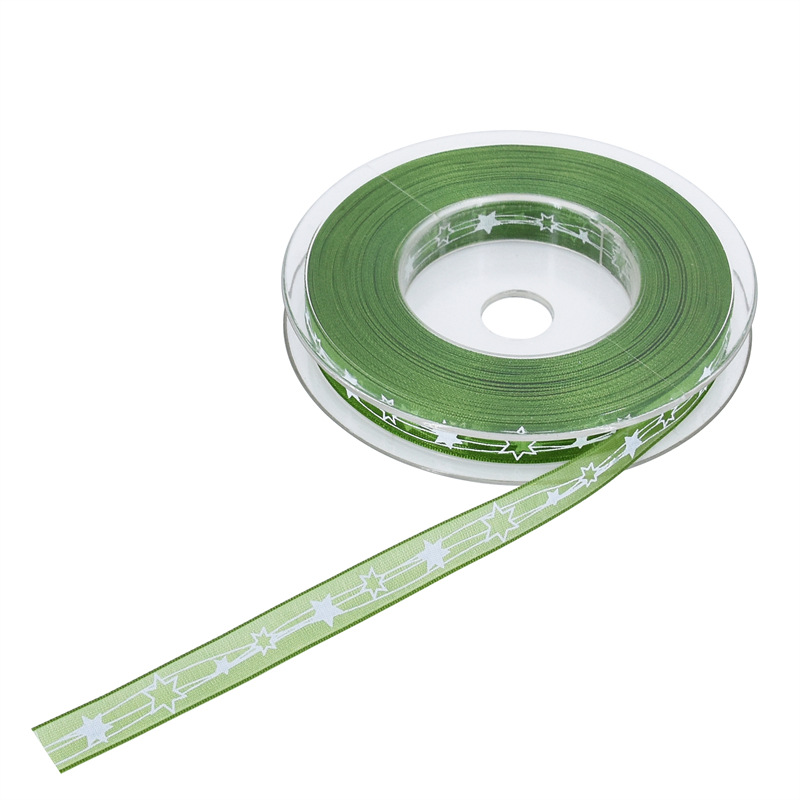 Navidad transfronteriza impresión pentagramas colorida cinta ramo de flores arco correa de árbol de Navidad DIY decoración cinta floral