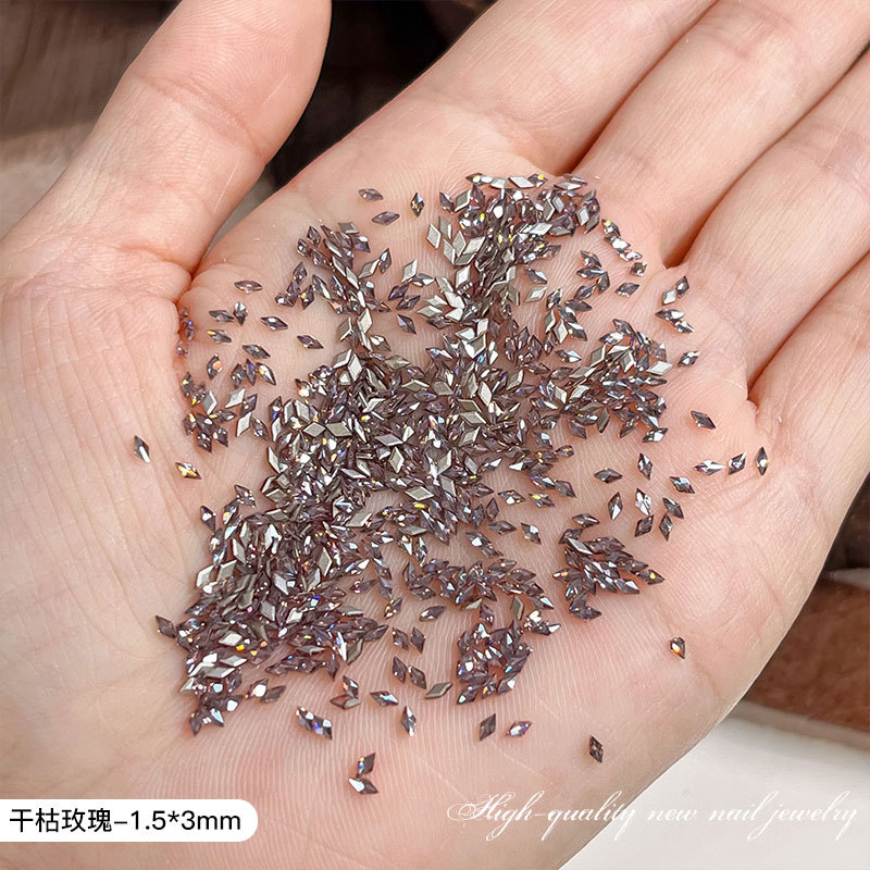 단품 드라이 로즈 컬러 마름모 큐빅 지르코니아 1.5*3mm