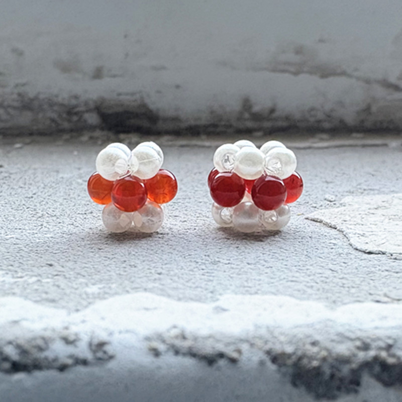 Woven agate small rice beads flower ball spacer beads accessories bracelet diy matching ten eight bracelet necklace 108 Buddha beads