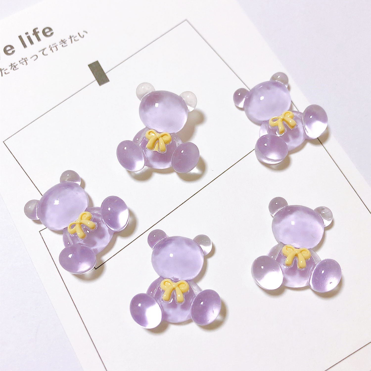 Hielo transparente resina oso accesorios venta al por mayor DIY teléfono móvil Shell crema pegamento horquilla taza de agua material decorativo oso transparente