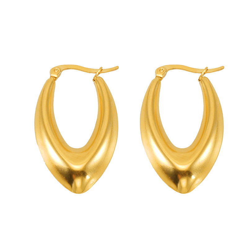 Pendientes de aro de acero inoxidable estilo INS europeo y americano para mujer, pendientes de acero de titanio dorado, pendientes de lujo ligero de alta gama.