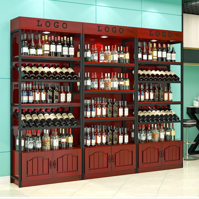 红酒柜展示架酒吧超市酒庄商用铁艺落地酒架置物架葡萄酒陈列柜子