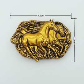 波西米亚欧美复古40mm女士皮带板扣按扣古金马头皮带平滑自动扣头