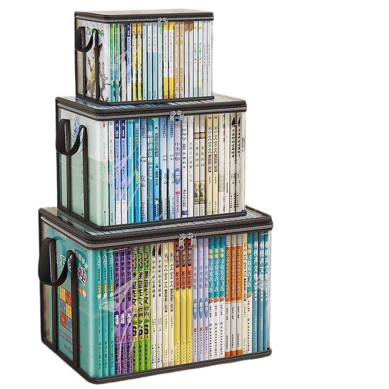 Large-Capacity Old Book Storage Box, Book Organizing Tool, Student Dormitory Bookshelf Book Bag, Transparent Moisture-Proof and Dust-Proof Bag
