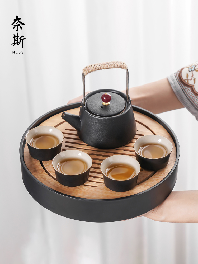 茶具套装家用轻奢个人日式小型茶盘简易陶瓷功夫泡茶壶喝茶杯|ms