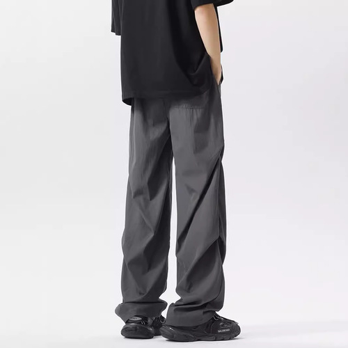 American-style paratrooper pants for men, summer thin loose trendy brand work casual pants, outdoor ice silk quick-dry wide-leg pants