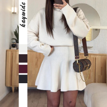 2025新款欧美休闲度假风毛宽松潮流长袖短裙连衣裙秋冬款女士套装